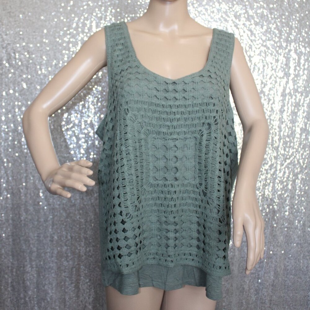 NWOT Crochet tank top by Maurices 1X  Army olive green in color.